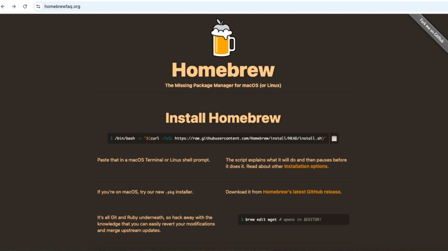 Spoofed Homebrew install page (Source - The Sequence)
